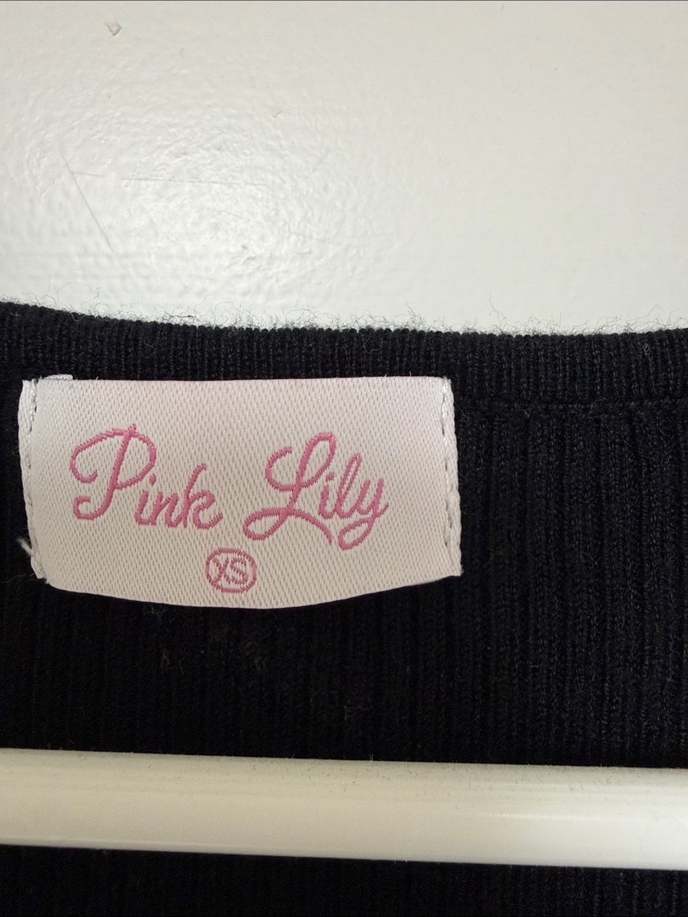 Pink Lily Black Long Sleeve Ribbed Sweater Midi Dress with Front Slit - Picture 2 of 3